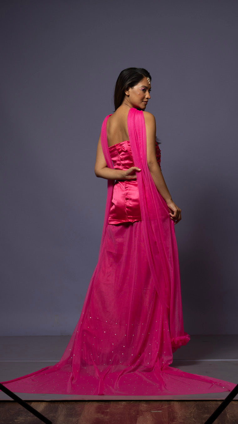 Candy floss long tail fitted skirt set