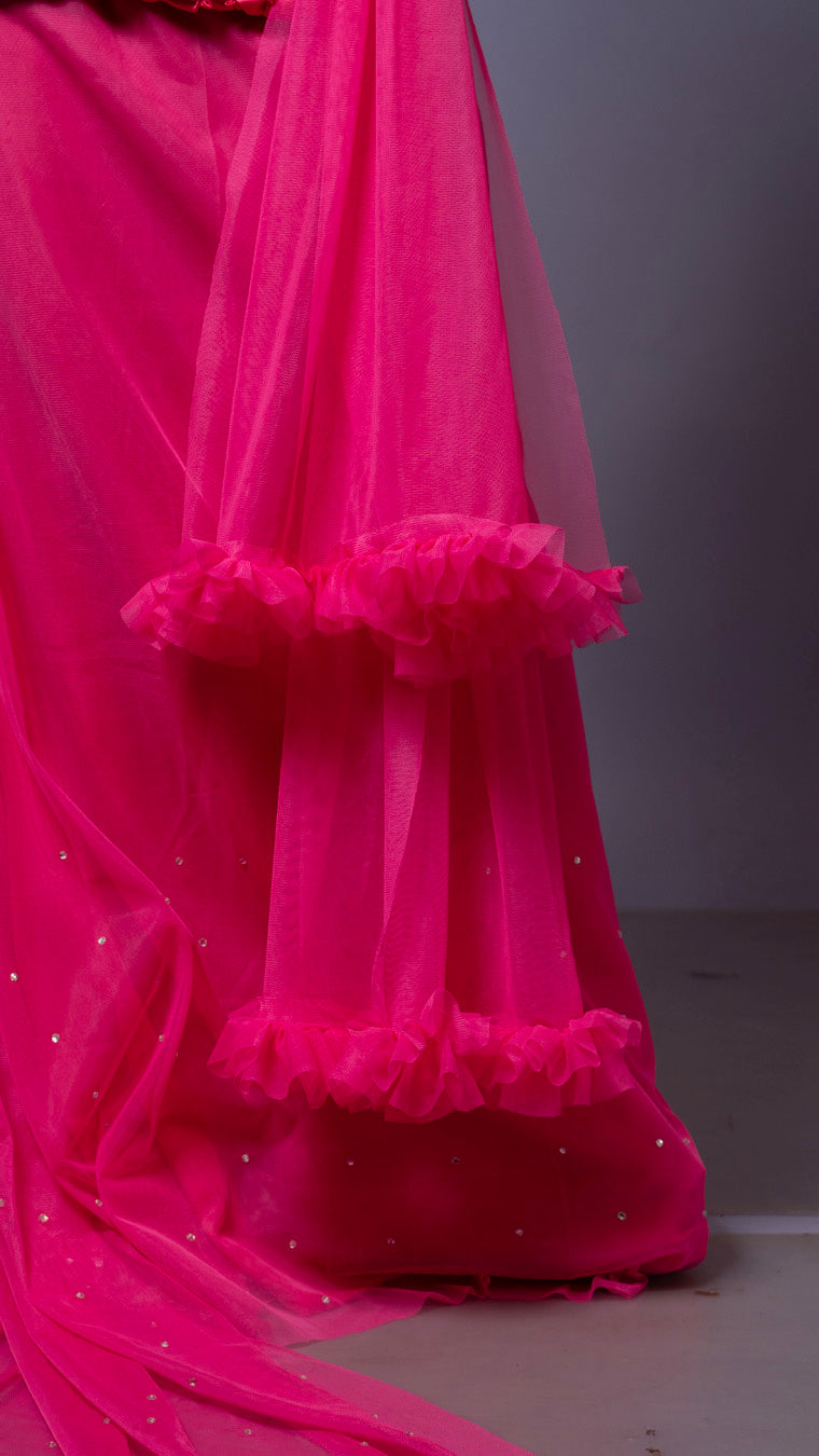 Candy floss long tail fitted skirt set