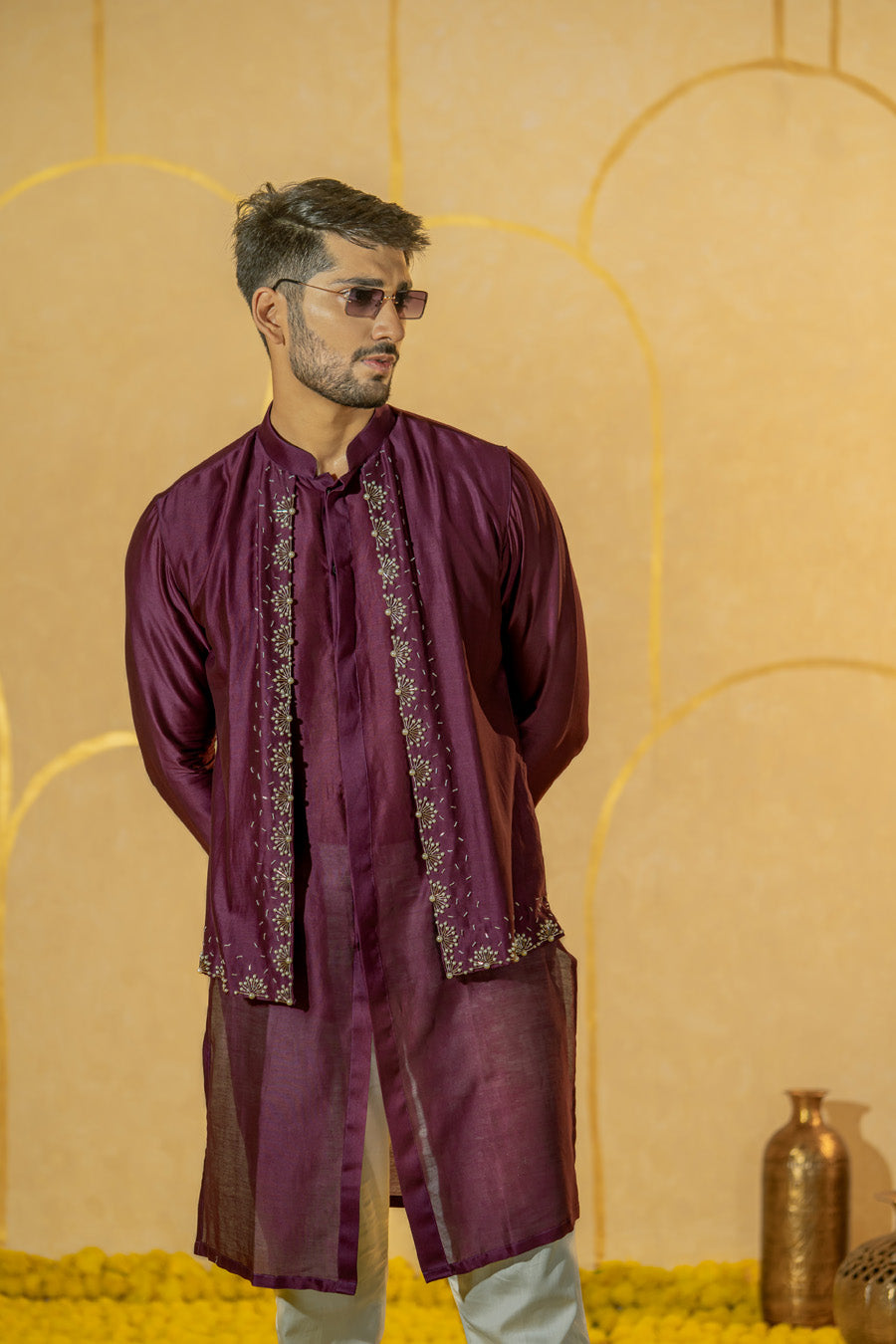 Panelled Long kurta set
