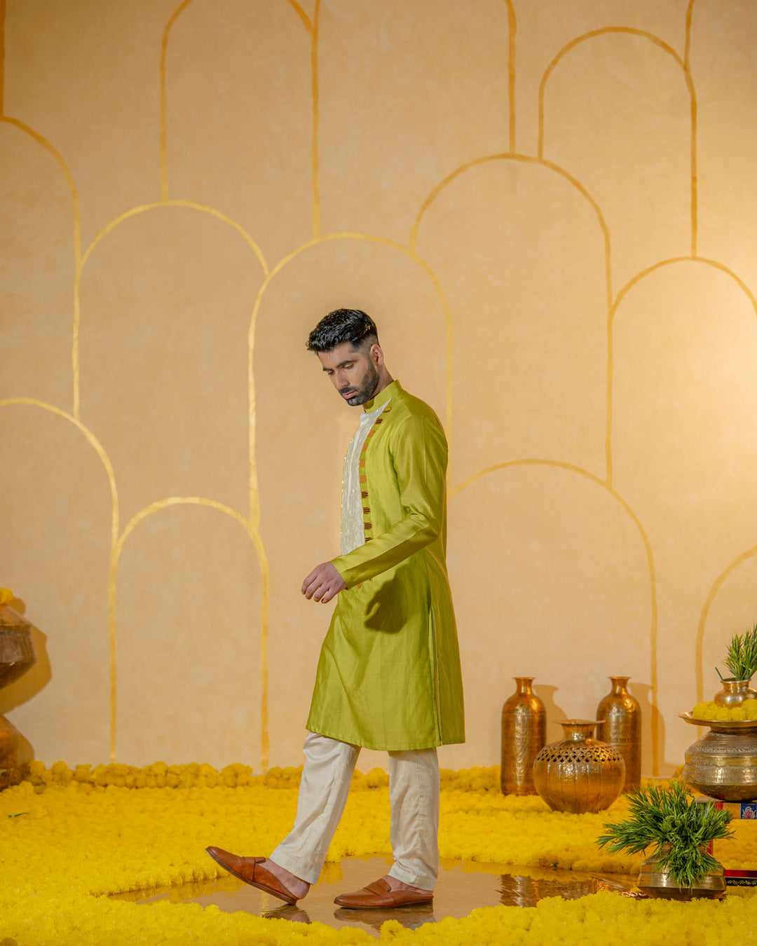 Green Patch Long kurta set