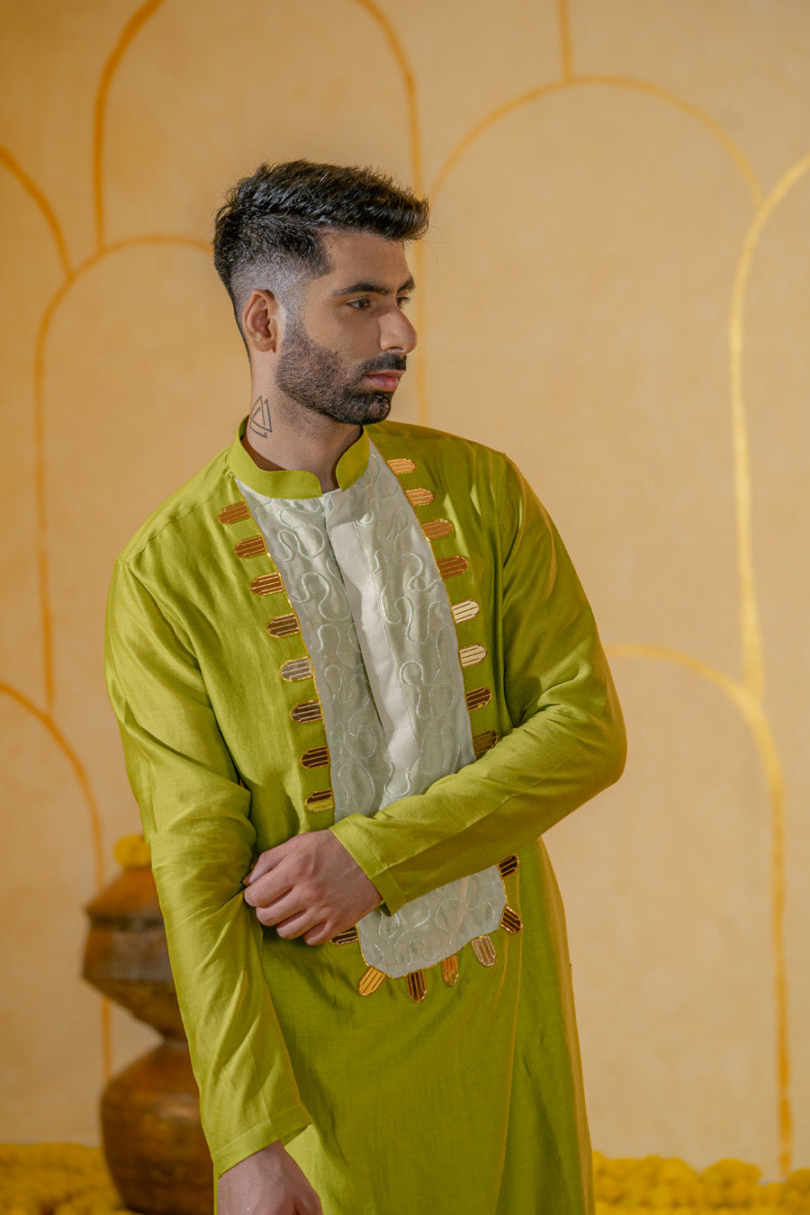Green Patch Long kurta set