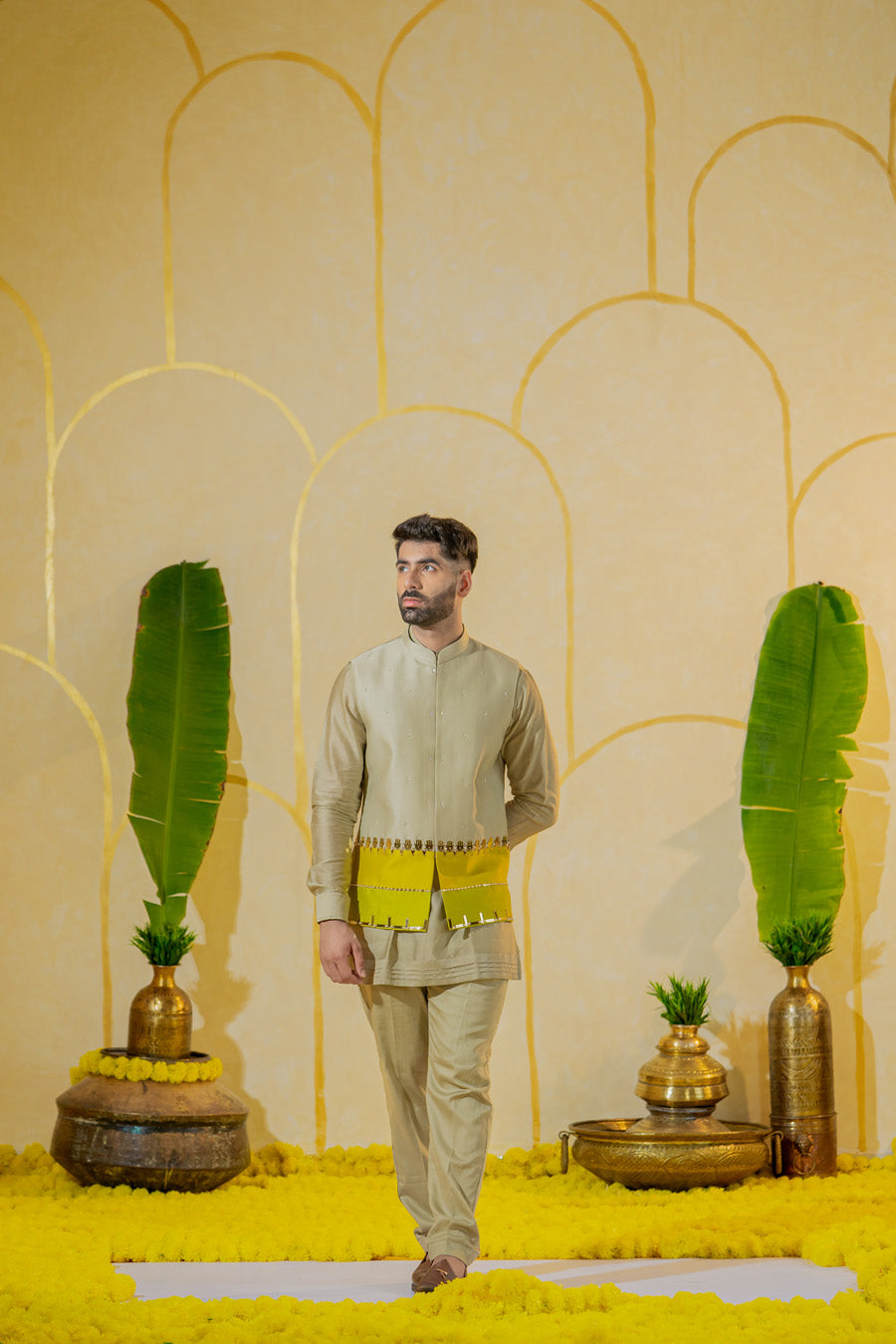 Khaki warm short kurta set