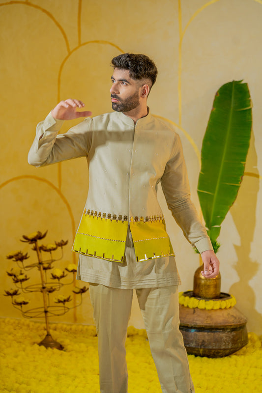Khaki warm short kurta set