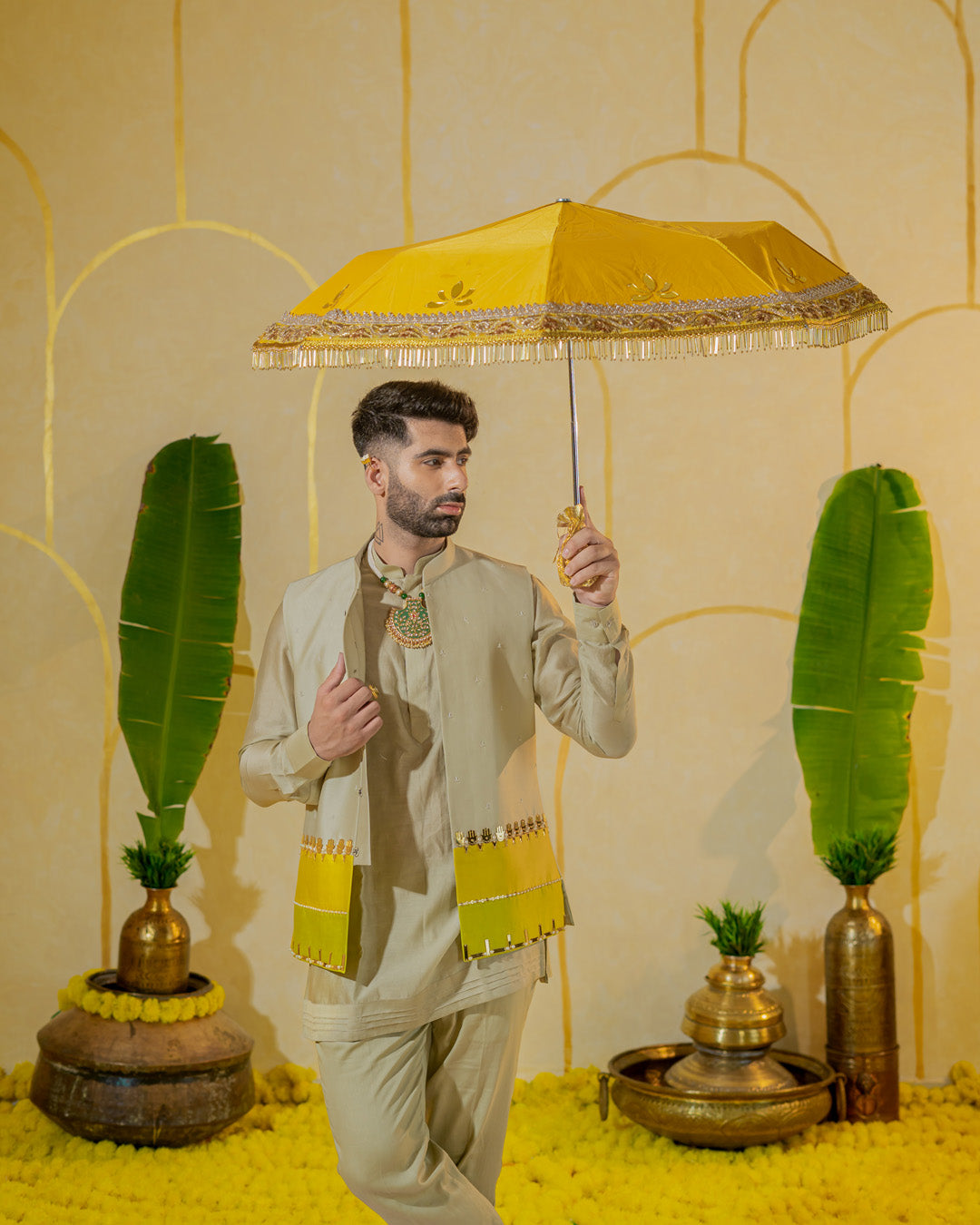 Khaki warm short kurta set