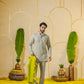 Linen Green Grey Short kurta set