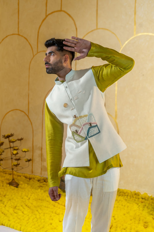Green Pleat kurta set