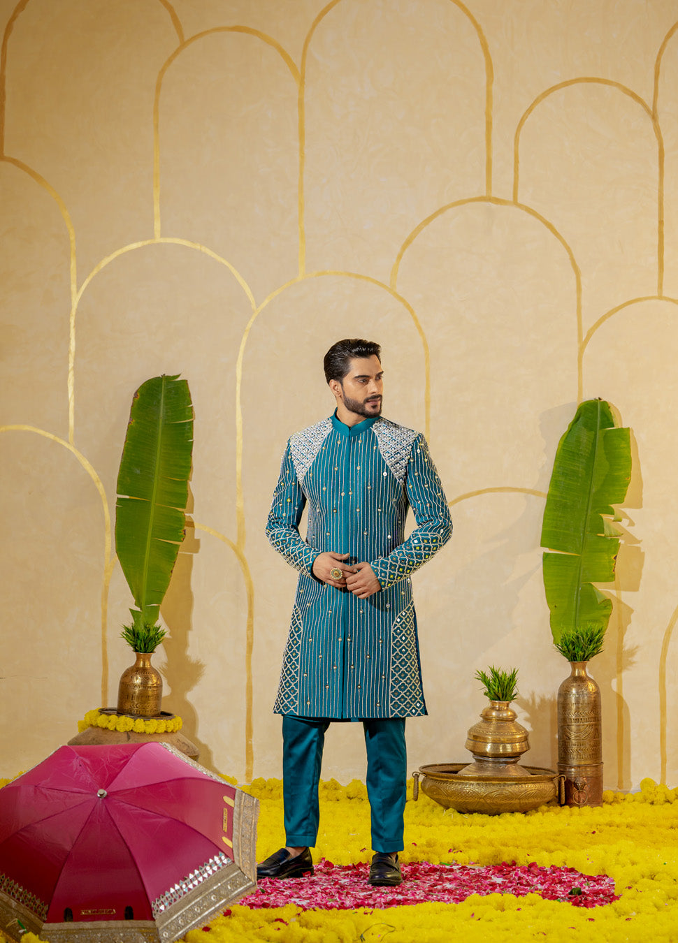 Blue Dhinchak Sherwani