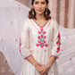 Ivory Lotus Embroidered Suit With Dupatta