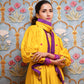 Yellow Chanderi Puff Sleeve Kurta Pant And Stole