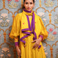 Yellow Chanderi Puff Sleeve Kurta Pant And Stole