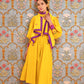 Yellow Chanderi Puff Sleeve Kurta Pant And Stole