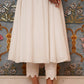 White Moss Crepe Puff Sleeve Kurta Pant With Stole