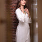 White Moss Crepe Drape Kurta Set