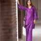 Purple Chanderi Drape Kurta Set.