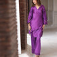 Purple Chanderi Drape Kurta Set.