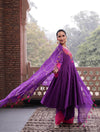 Purple Anarkali Palazzo With Odhni