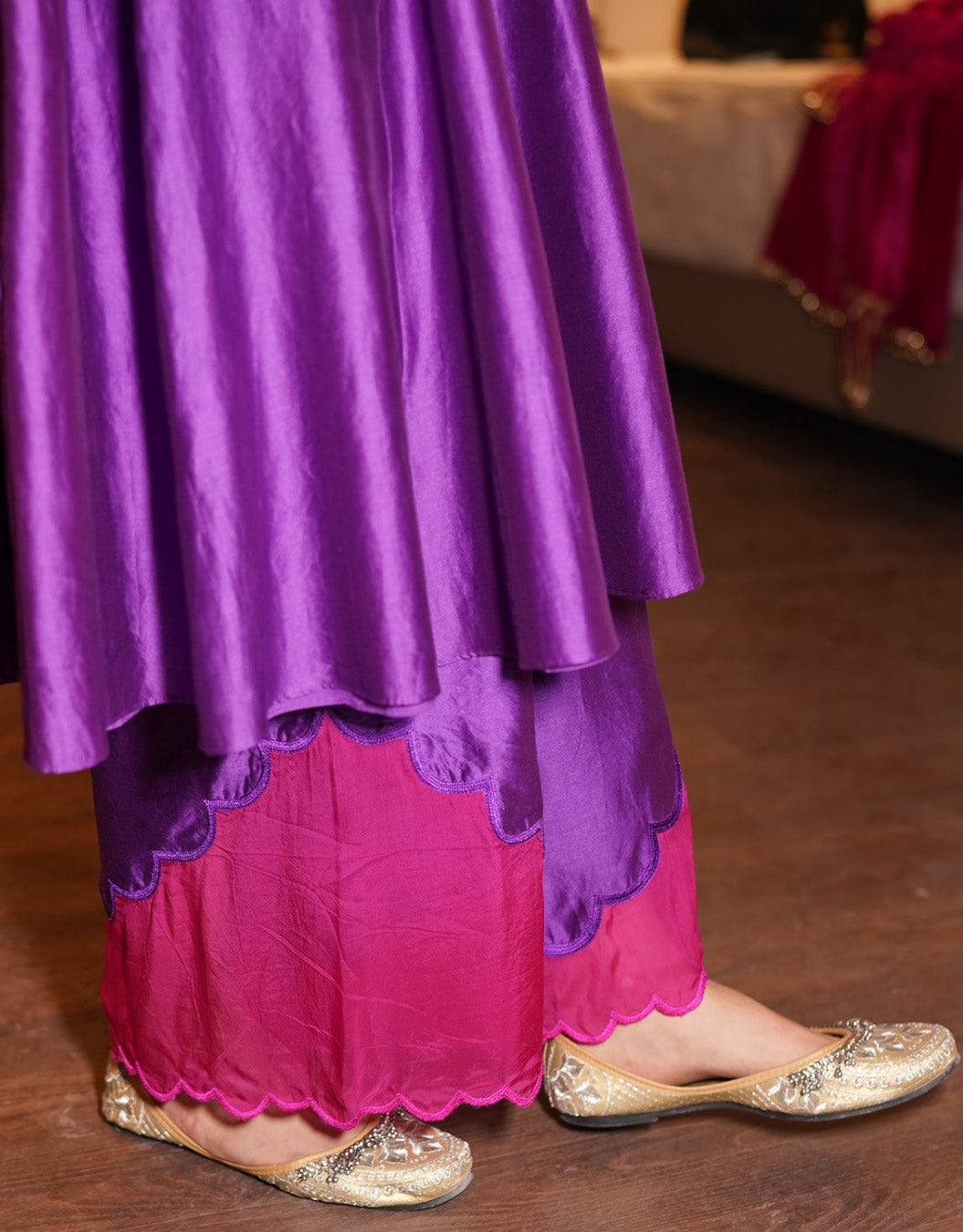 Purple Anarkali Palazzo With Odhni