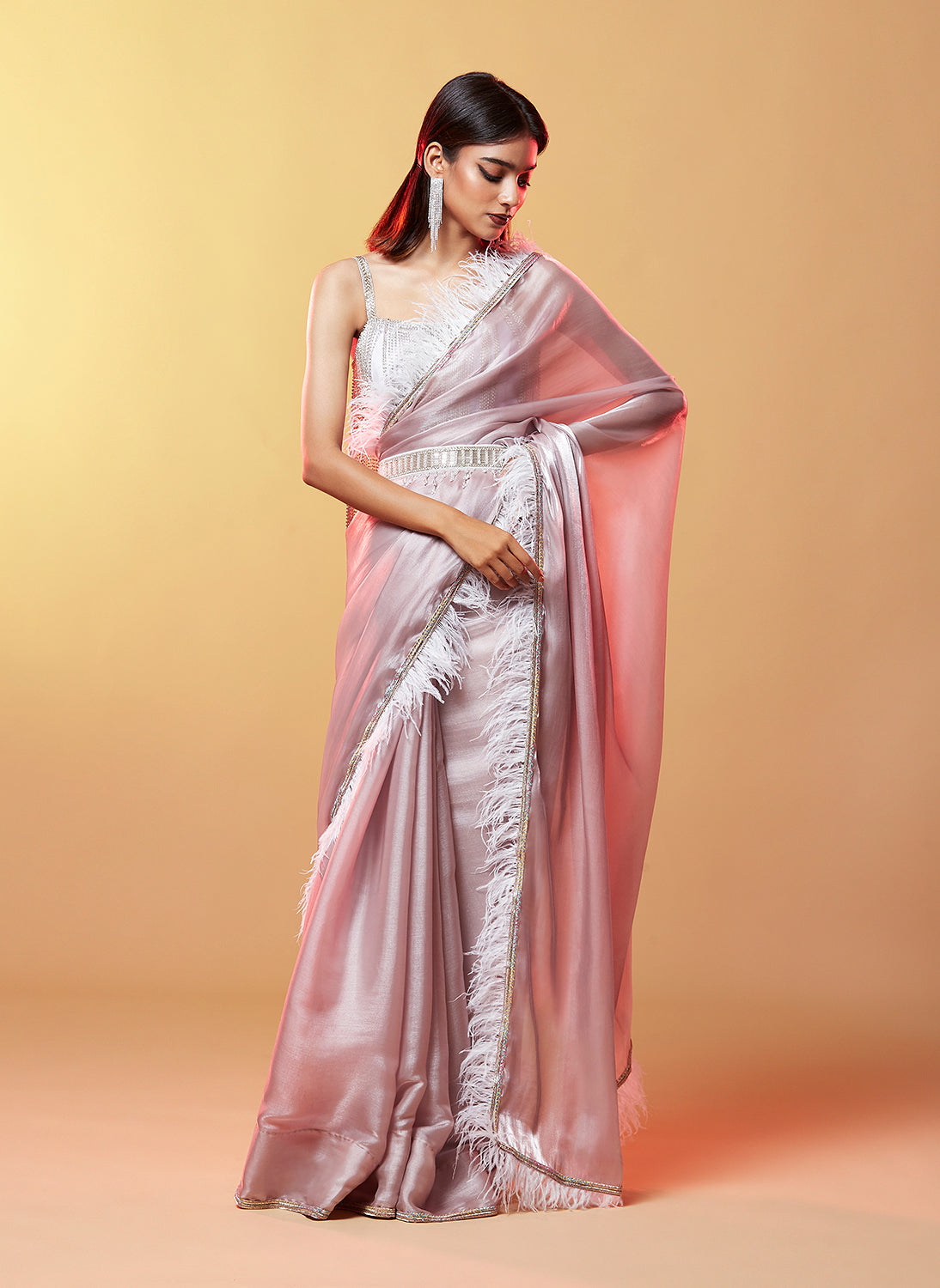 Wild Lavender Glass Organza Saree