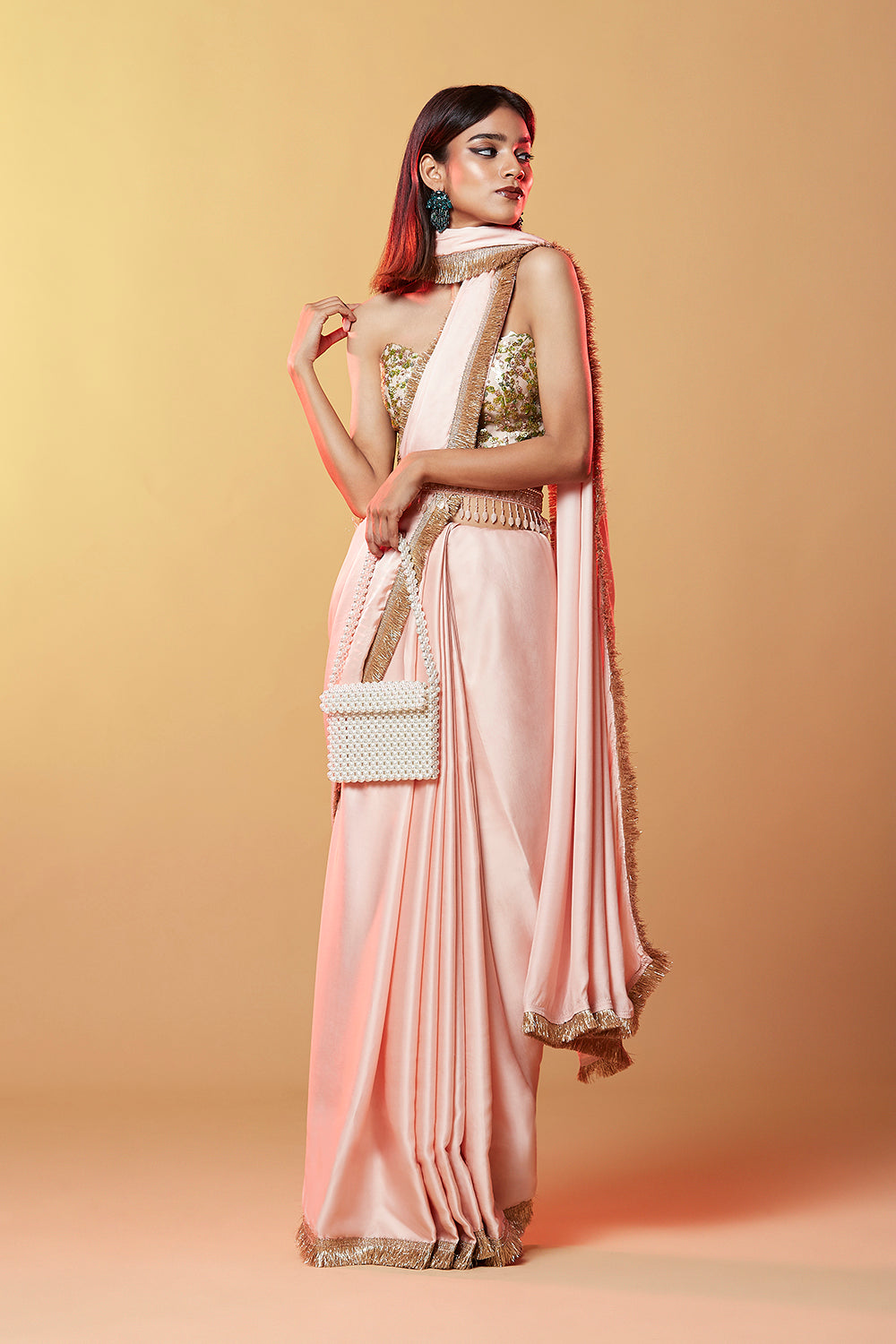Blush Pink Gajji Silk Saree