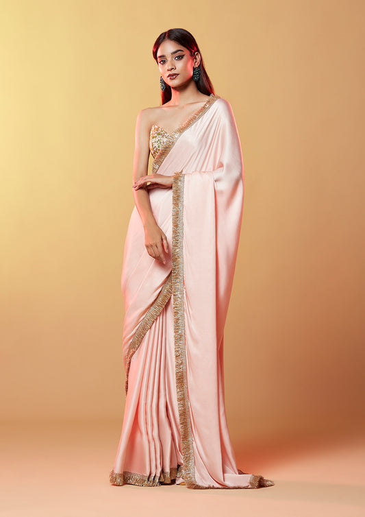 Blush Pink Gajji Silk Saree