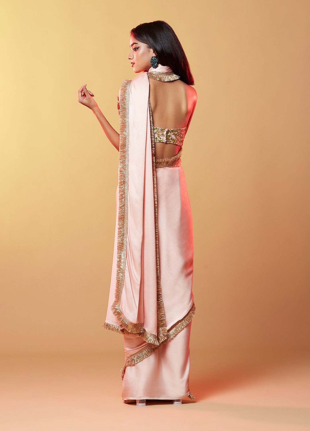 Blush Pink Gajji Silk Saree