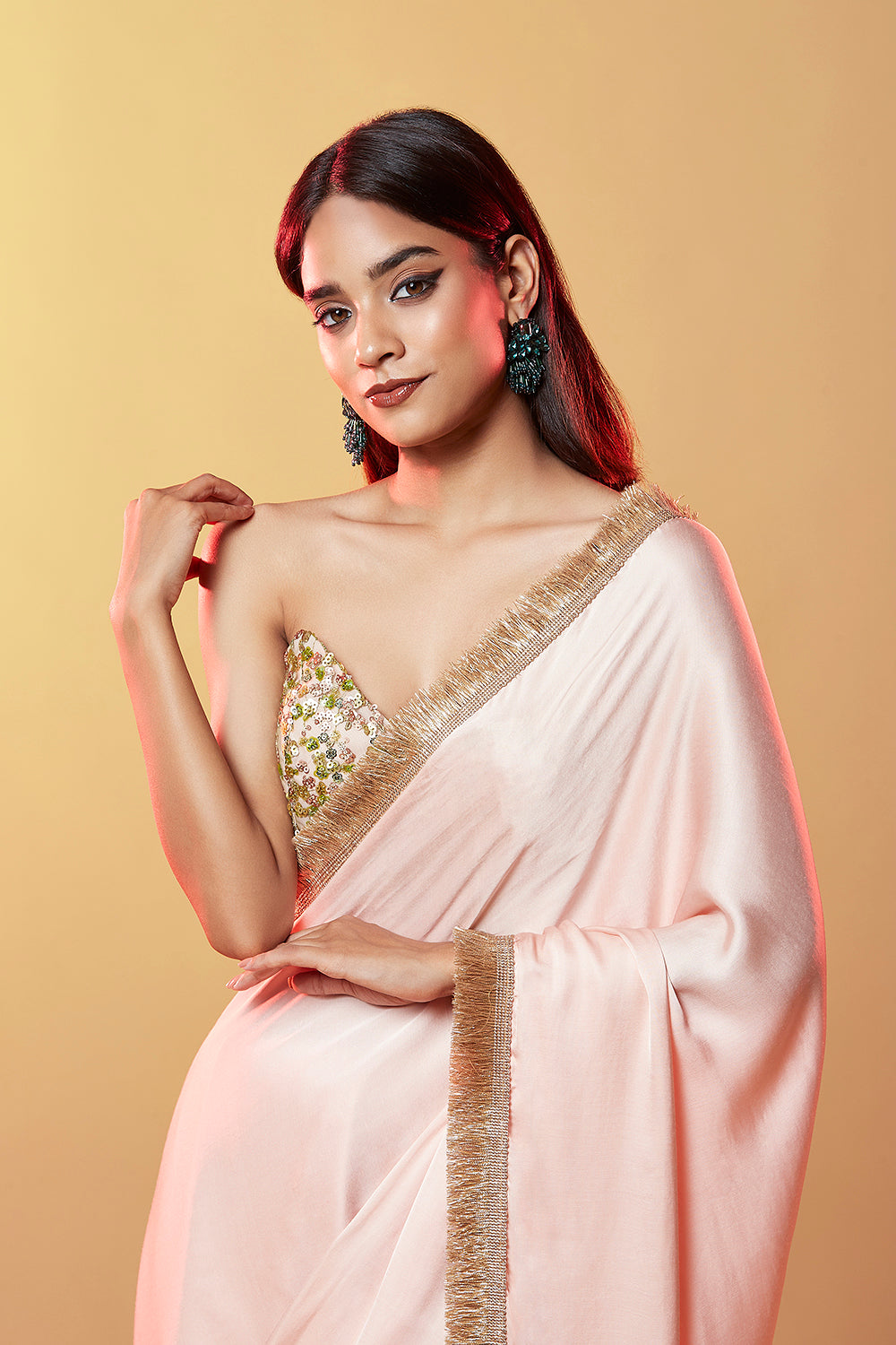 Blush Pink Gajji Silk Saree