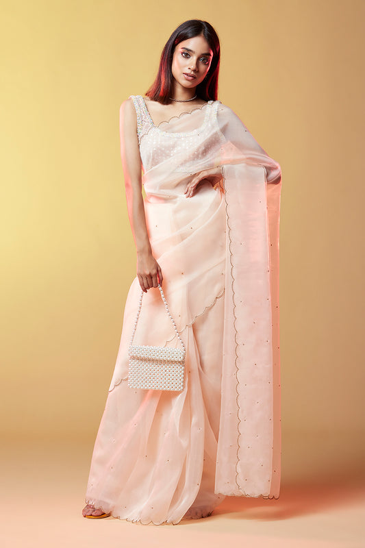 Silver Sequins Cocktail Saree