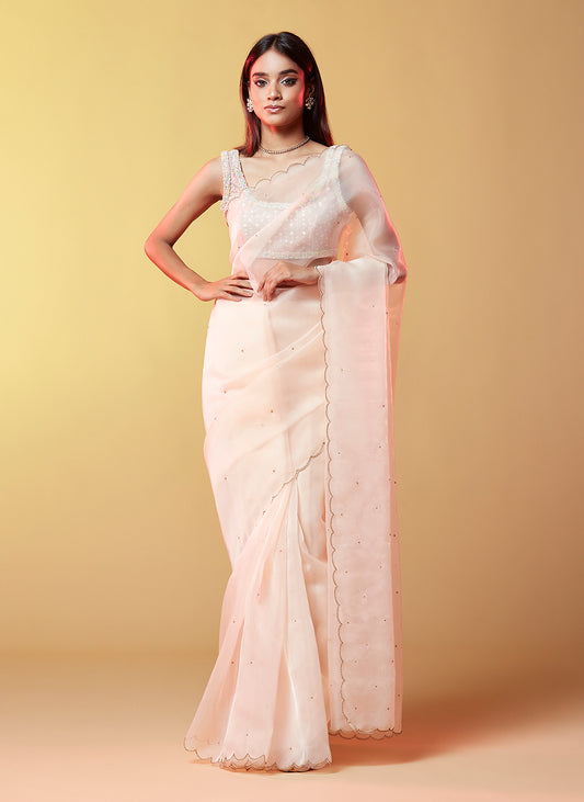 Silver Sequins Cocktail Saree