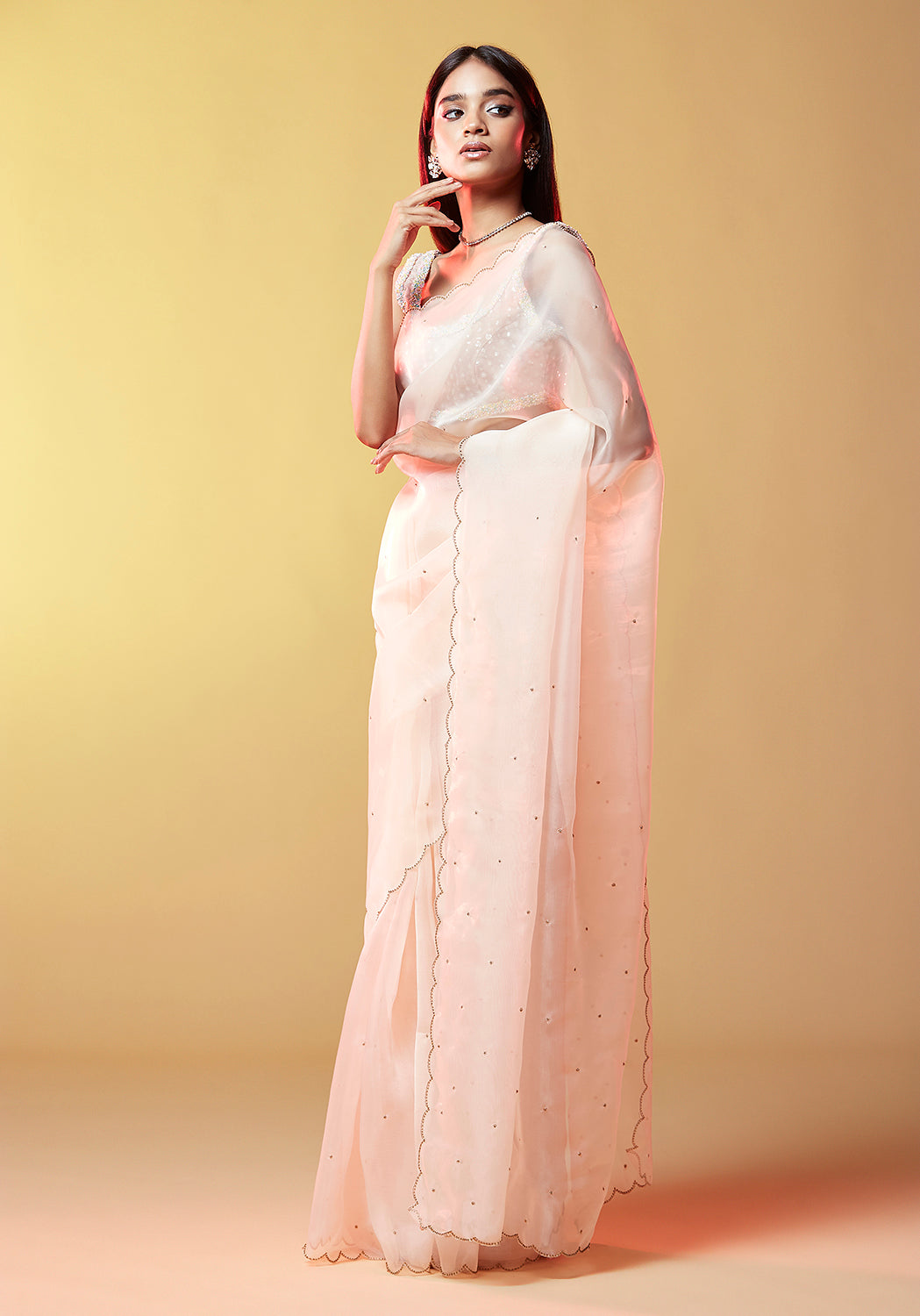 Silver Sequins Cocktail Saree