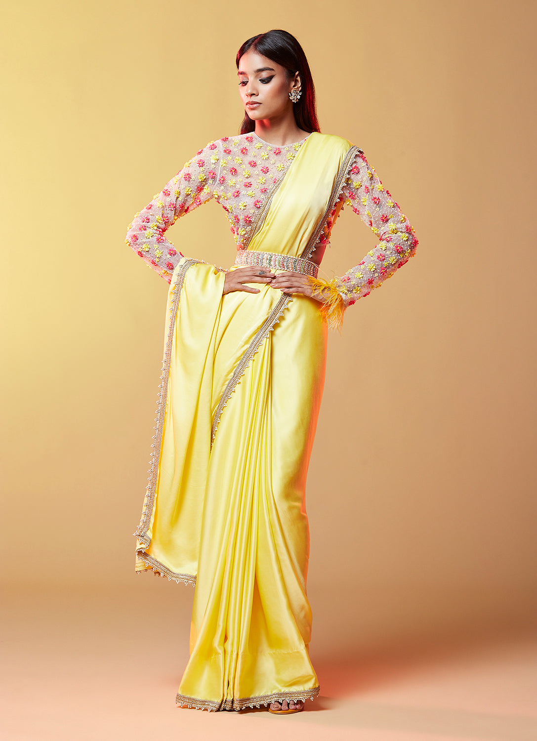 Aarti Lemon Pink Gajji Silk Saree