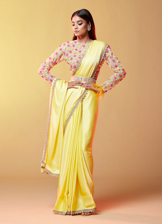 Aarti Lemon Pink Gajji Silk Saree