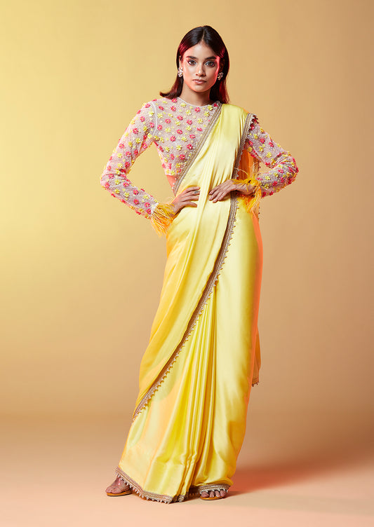 Aarti Lemon Pink Gajji Silk Saree