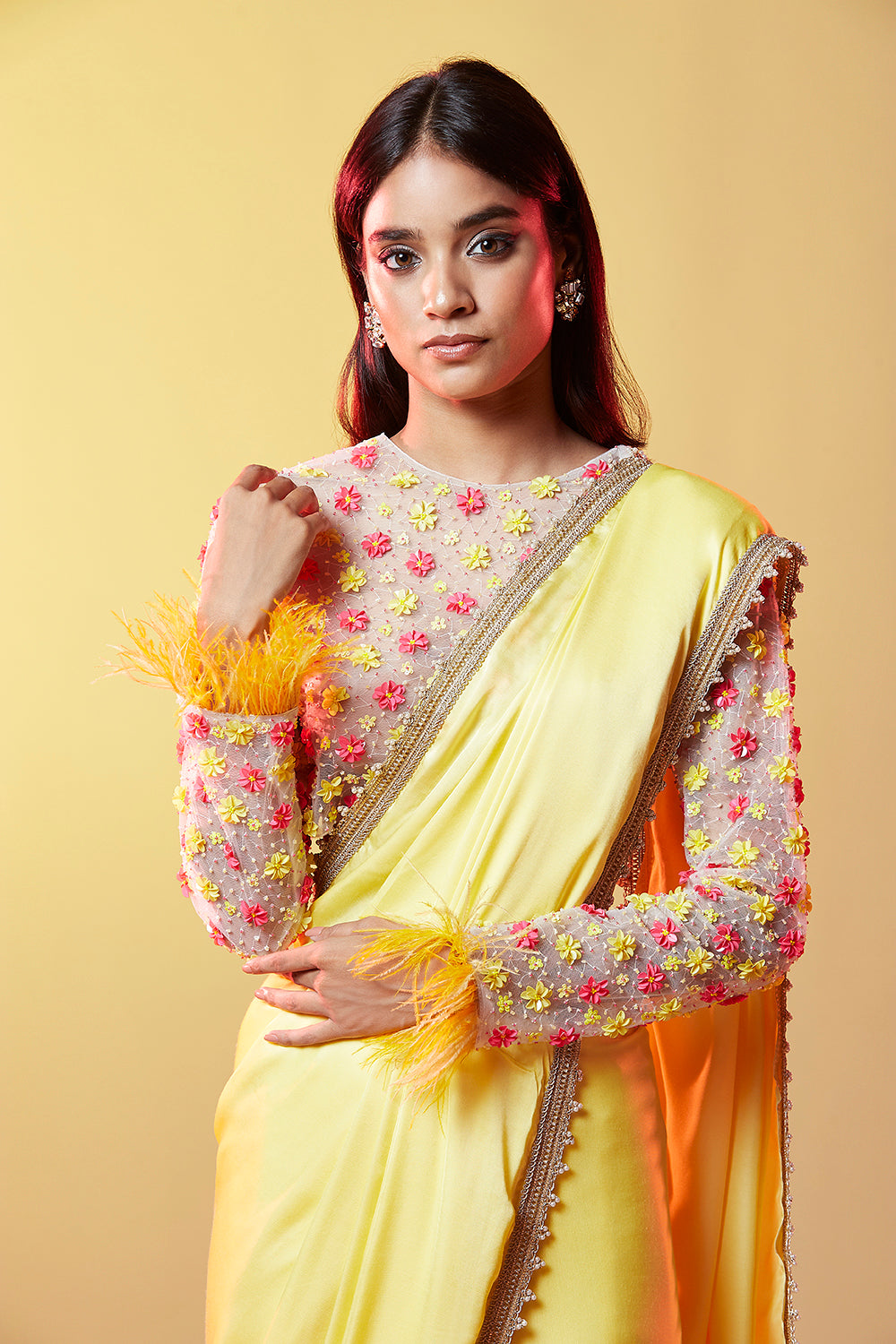 Aarti Lemon Pink Gajji Silk Saree