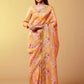 Mustard Print Organza Saree