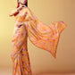 Mustard Print Organza Saree