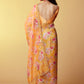 Mustard Print Organza Saree