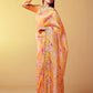 Mustard Print Organza Saree