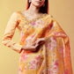 Mustard Print Organza Saree