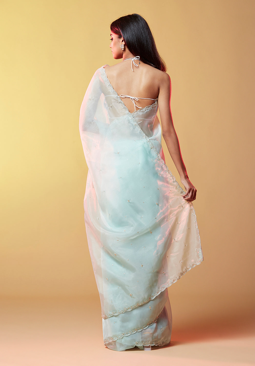 Blue Glitzy Cocktail Saree