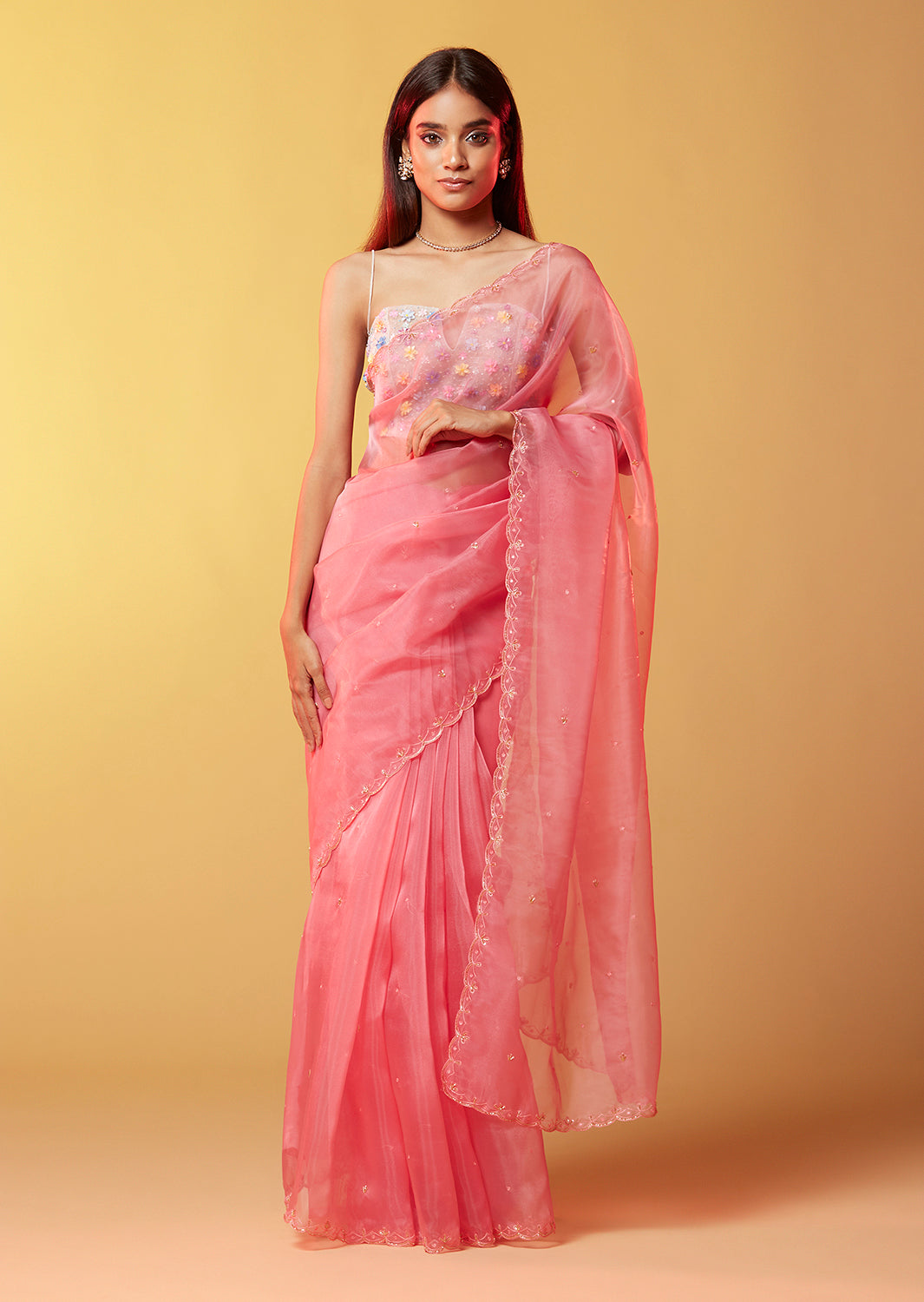 Pink Glitzy Cocktail Saree
