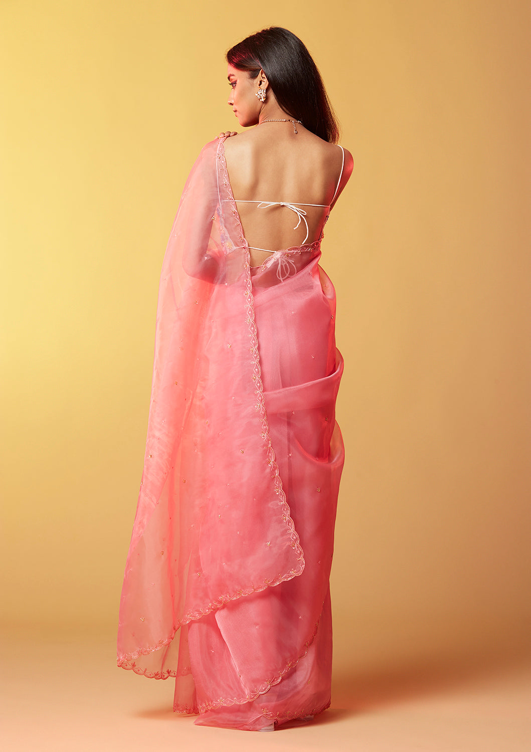 Pink Glitzy Cocktail Saree