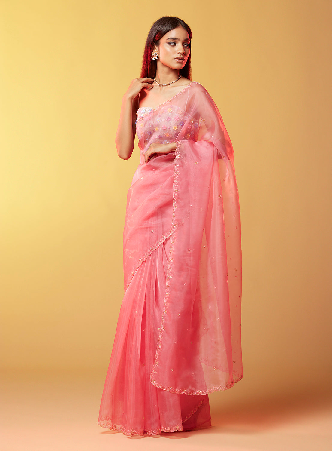 Pink Glitzy Cocktail Saree