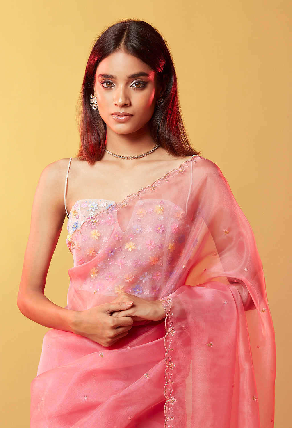 Pink Glitzy Cocktail Saree