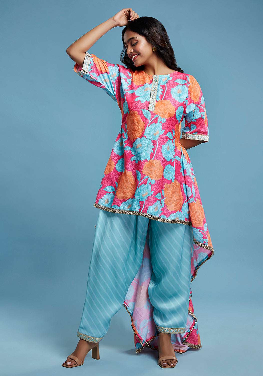 Floral Asymetric Kurta and Salwar set