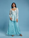 Blue Corset and Leheriya Sharara Set