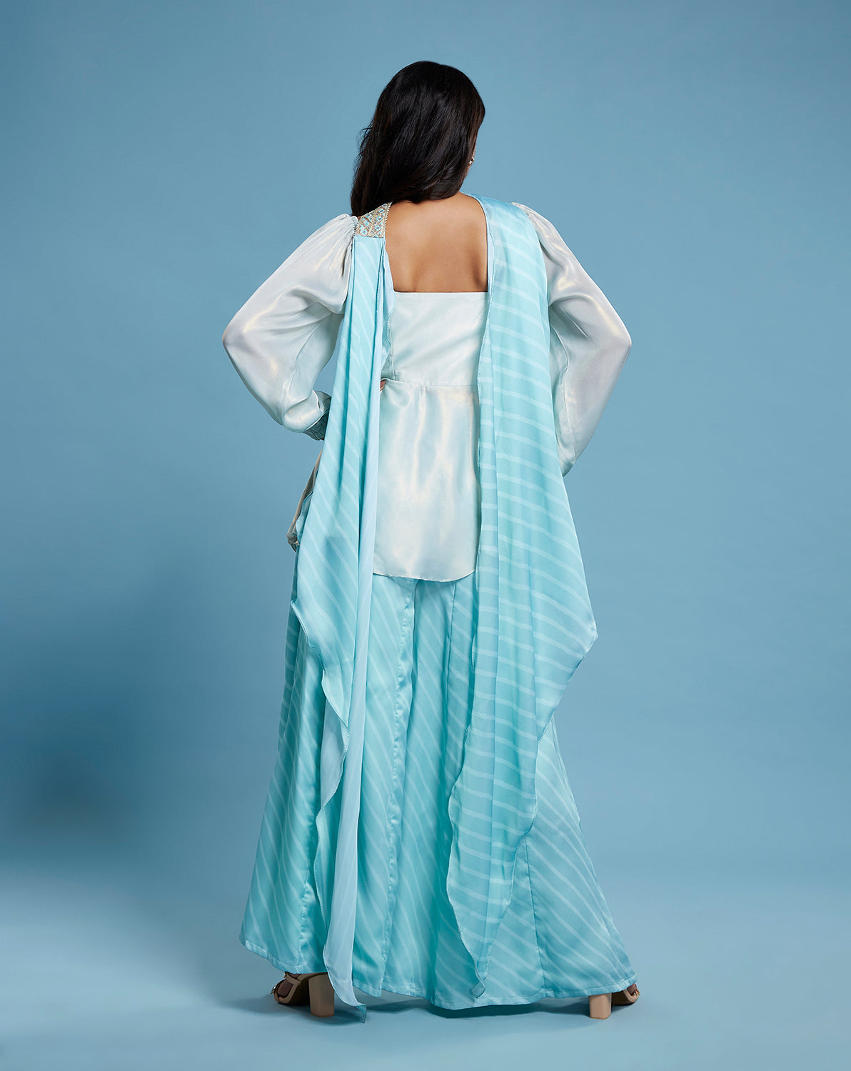 Blue Corset and Leheriya Sharara Set