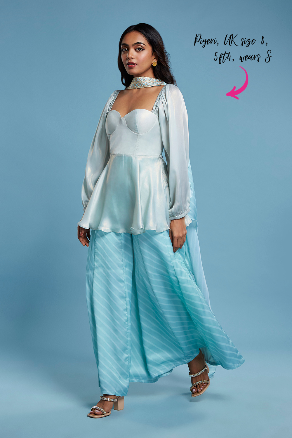 Blue Corset and Leheriya Sharara Set