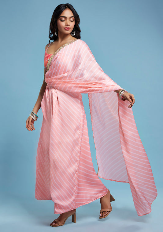 Leheriya Pre-draped Saree Set