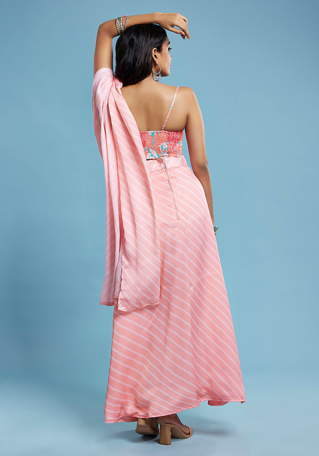 Leheriya Pre-draped Saree Set