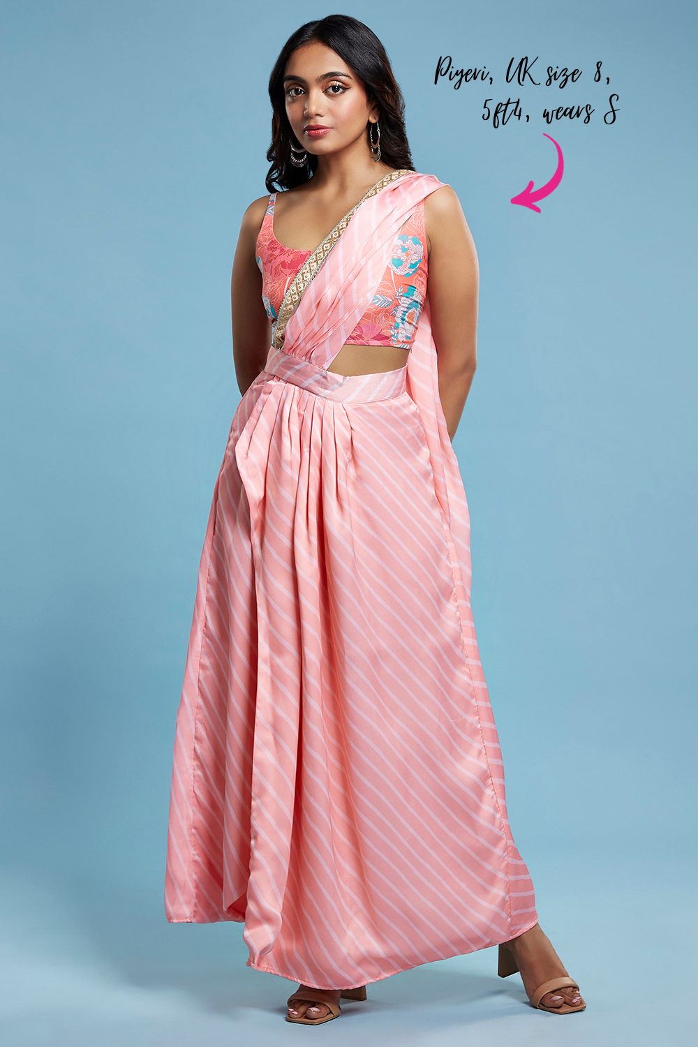 Leheriya Pre-draped Saree Set